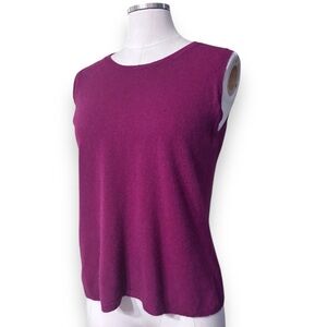 SUTTON STUDIOS Fine Knit Sleeveless Cashmere Crewneck Sweater Merlot